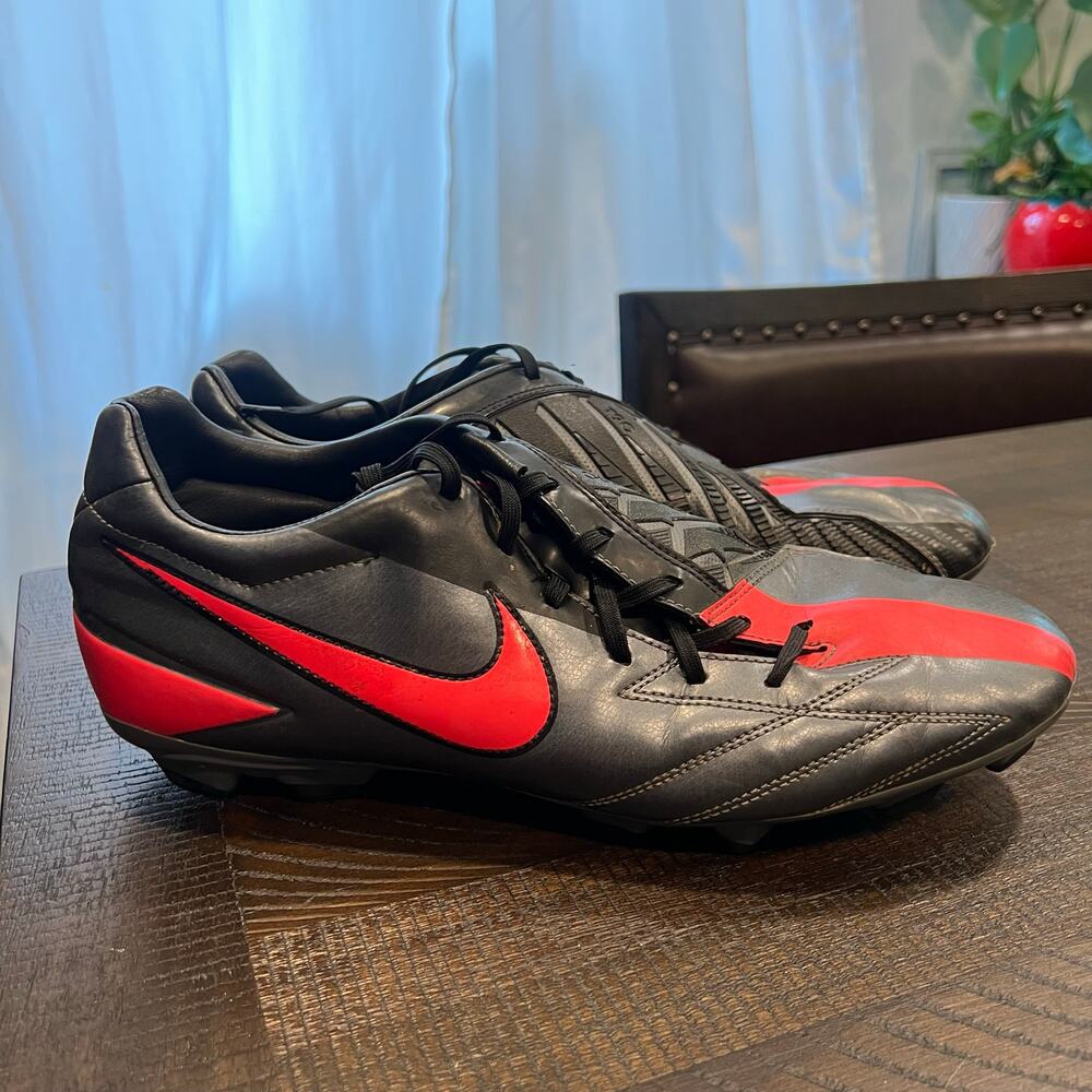 Nike T90 soccer cleats gray and red 12 men shoes